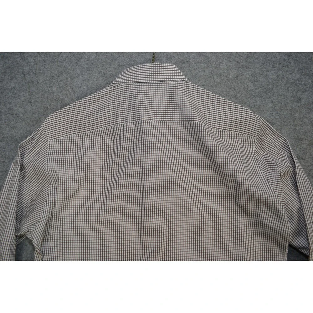Ermenegildo Zegna‎ Shirt Mens 16 41 Brown Check Long Sleeve Button Front